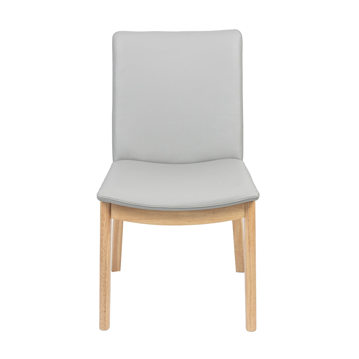 Japandi 2pc Set Leather Seat Dining Chair Pewter Grey