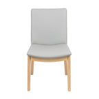 Japandi 2pc Set Leather Seat Dining Chair Pewter Grey