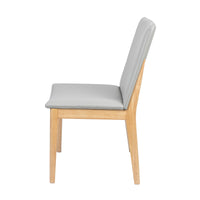 Japandi 2pc Set Leather Seat Dining Chair Pewter Grey