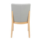 Japandi 2pc Set Leather Seat Dining Chair Pewter Grey