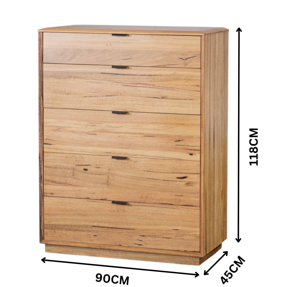 Japandi 3pc Set Bedside Table Tallboy Natural Oak