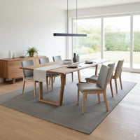 Japandi 7pc Set Dining Table Chair Pewter Grey