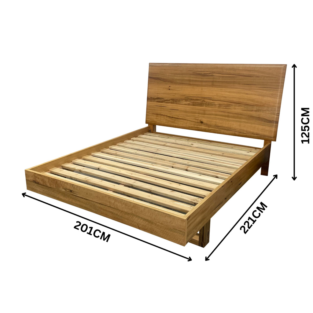Japandi King Bed Frame Set Bedside Table Tallboy Natural Oak