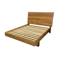 Japandi Queen Bed Frame Set Bedside Table Tallboy Natural Oak