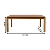 Japon 200cm Dining Table Solid Timber Natural