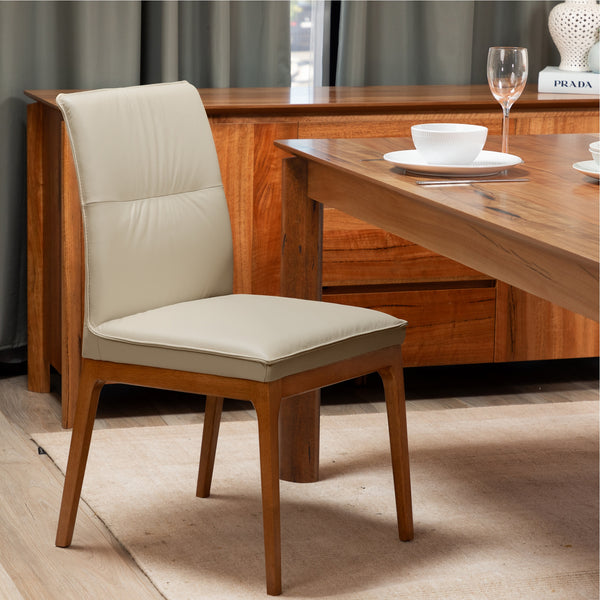 Japon 2pc Set Dining Chair Leather Seat Mocha Grey