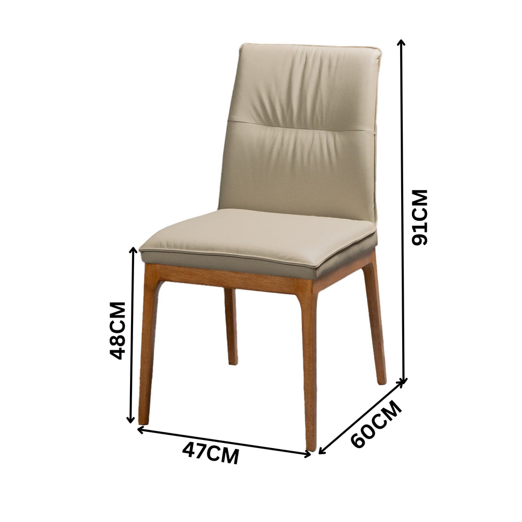 Japon 2pc Set Dining Chair Leather Seat Mocha Grey