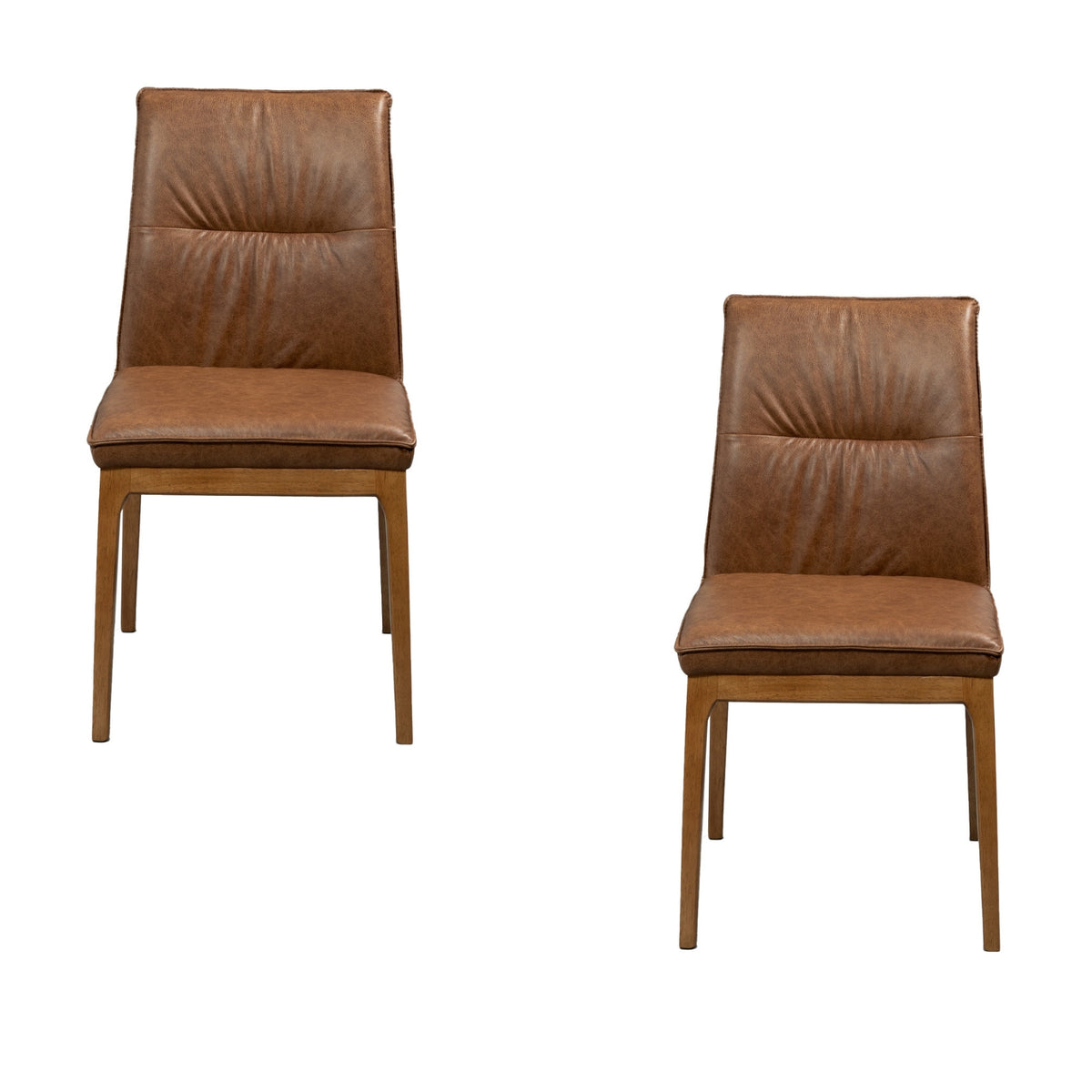 Japon 2pc Set Dining Chair Leather Seat Toffee Brown