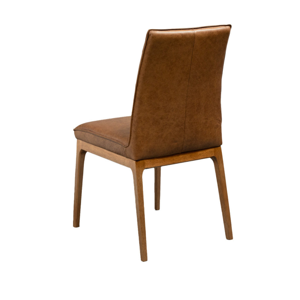 Japon 2pc Set Dining Chair Leather Seat Toffee Brown