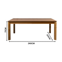 Japon 9pc Dining Set 240cm Table 8 Leather Seat Grey Chair Natural