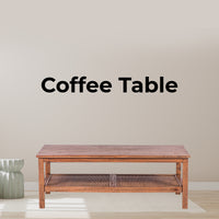 Jasmine Coffee Table 110cm Mindi Timber Wood Rattan Weave - Brown