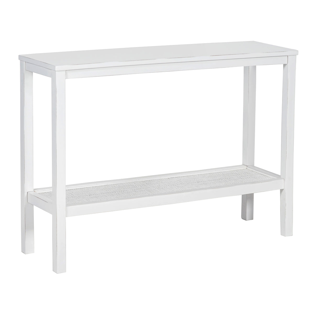 Jasmine Console Hallway Entry Table 110cm Mindi Timber Wood Rattan  - White