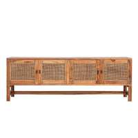 Jasmine ETU Entertainment TV Unit 160cm 4 Door Mindi Wood Rattan - Brown