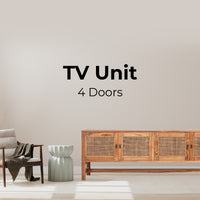 Jasmine ETU Entertainment TV Unit 160cm 4 Door Mindi Wood Rattan - Brown