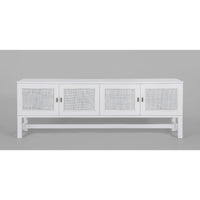 Jasmine ETU Entertainment TV Unit 160cm 4 Door Mindi Wood Rattan - White