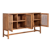 Jasmine Sideboard Buffet Table 160cm 4 Door Mindi Wood Rattan - Brown