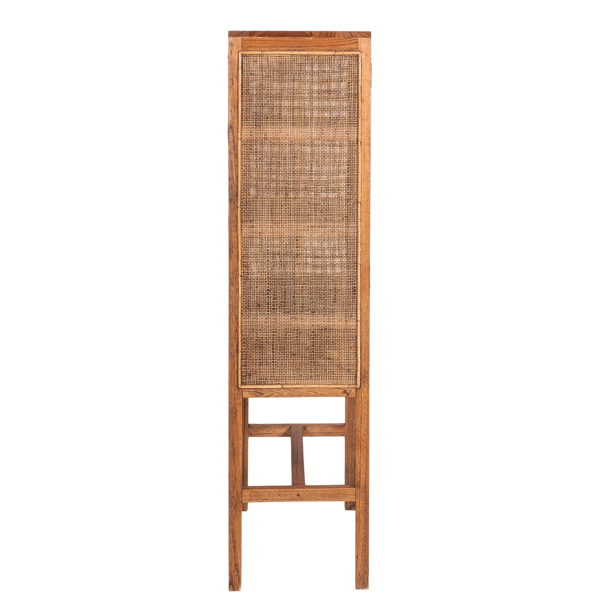 Jasmine Tall Storage Cabinet 90cm 2 Door 1 Drawer Mindi Wood Rattan - Brown