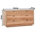 Javes Dresser 6 Drawer Cabinet Storage Natural