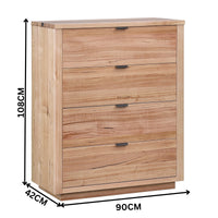 Javes Tallboy 4 Drawer Cabinet Storage Natural