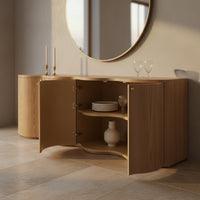 Jaya 215cm 4 Door Buffet Table Storage Unit Natural