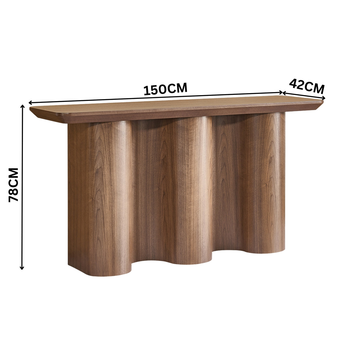 Jaya Wave 150cm Console Hallway Entrance Table Walnut