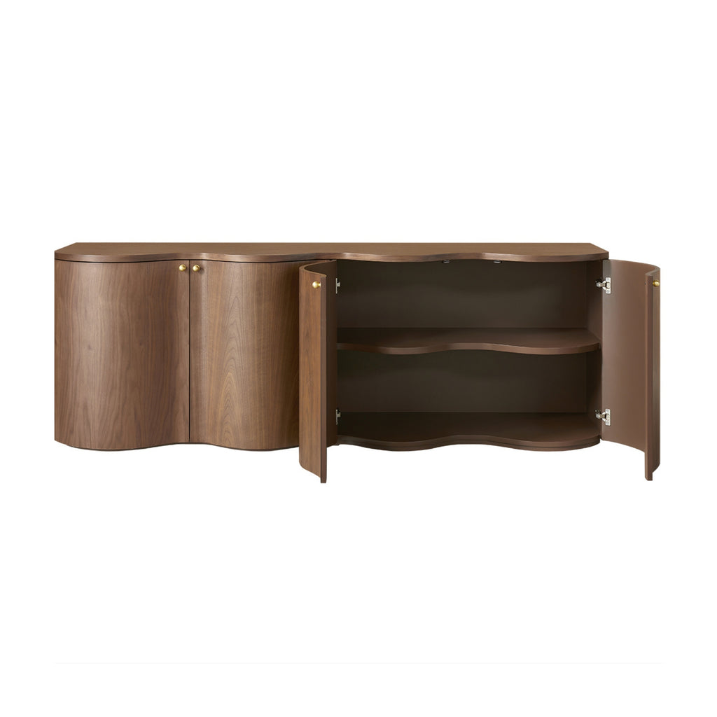 Jaya Wave 215cm 4 Door Buffet Table Storage Unit Walnut