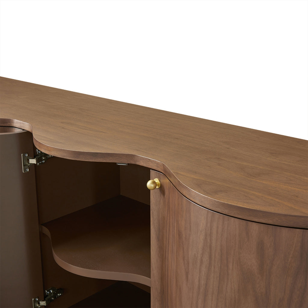 Jaya Wave 215cm 4 Door Buffet Table Storage Unit Walnut