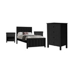 Jessica 4pc Double Bedroom Set Bed Frame Bedside Tallboy Black
