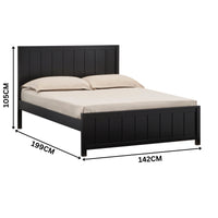 Jessica 4pc Double Bedroom Set Bed Frame Bedside Tallboy Black