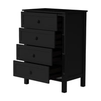 Jessica 4pc Double Bedroom Set Bed Frame Bedside Tallboy Black