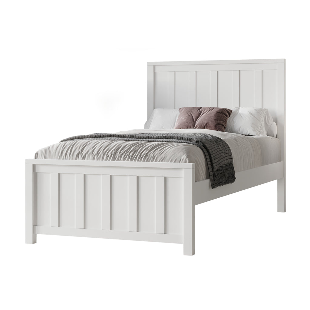 Jessica 4pc Double Bedroom Set Bed Frame Bedside Tallboy White