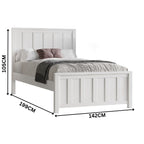 Jessica 4pc Double Bedroom Set Bed Frame Bedside Tallboy White