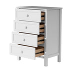 Jessica 4pc Double Bedroom Set Bed Frame Bedside Tallboy White