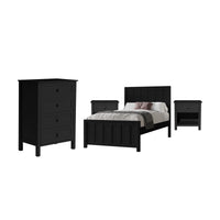 Jessica 4pc King Single Bedroom Set Bed Frame Bedside Tallboy Black