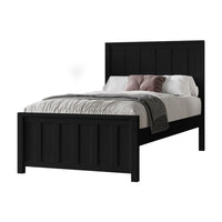 Jessica 4pc King Single Bedroom Set Bed Frame Bedside Tallboy Black