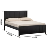 Jessica 4pc King Single Bedroom Set Bed Frame Bedside Tallboy Black