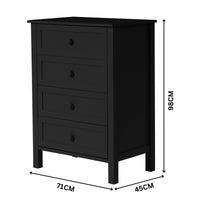 Jessica 4pc King Single Bedroom Set Bed Frame Bedside Tallboy Black