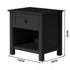 Jessica 4pc King Single Bedroom Set Bed Frame Bedside Tallboy Black