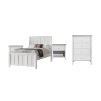 Jessica 4pc King Single Bedroom Set Bed Frame Bedside Tallboy White