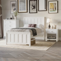 Jessica 4pc King Single Bedroom Set Bed Frame Bedside Tallboy White