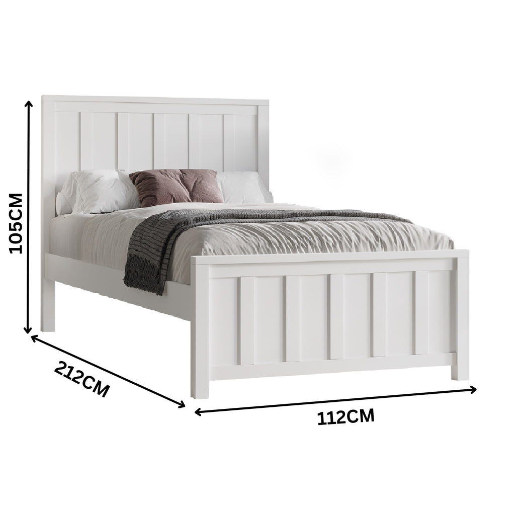 Jessica 4pc King Single Bedroom Set Bed Frame Bedside Tallboy White