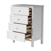 Jessica 4pc King Single Bedroom Set Bed Frame Bedside Tallboy White