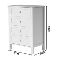 Jessica 4pc King Single Bedroom Set Bed Frame Bedside Tallboy White