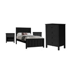 Jessica 4pc Single Bedroom Set Bed Frame Bedside Tallboy Black