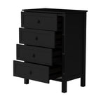 Jessica 4pc Single Bedroom Set Bed Frame Bedside Tallboy Black