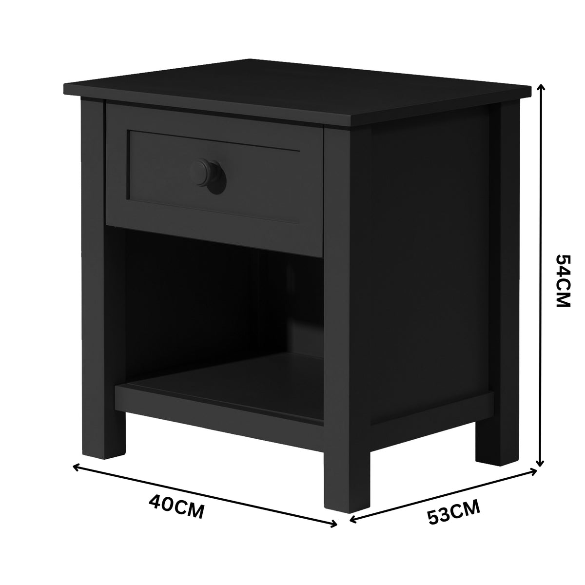 Jessica 4pc Single Bedroom Set Bed Frame Bedside Tallboy Black