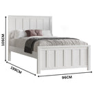 Jessica 4pc Single Bedroom Set Bed Frame Bedside Tallboy White
