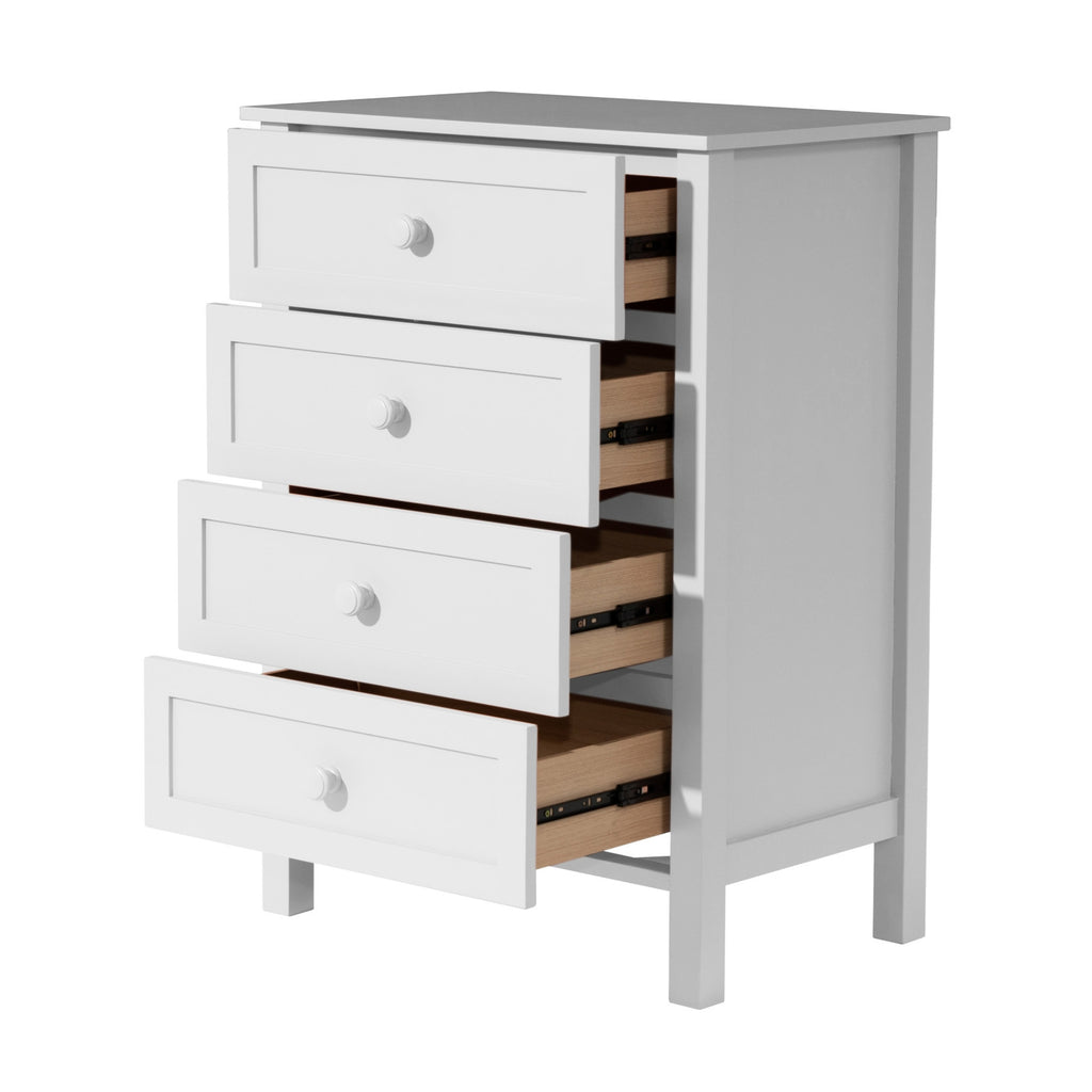 Jessica 4pc Single Bedroom Set Bed Frame Bedside Tallboy White