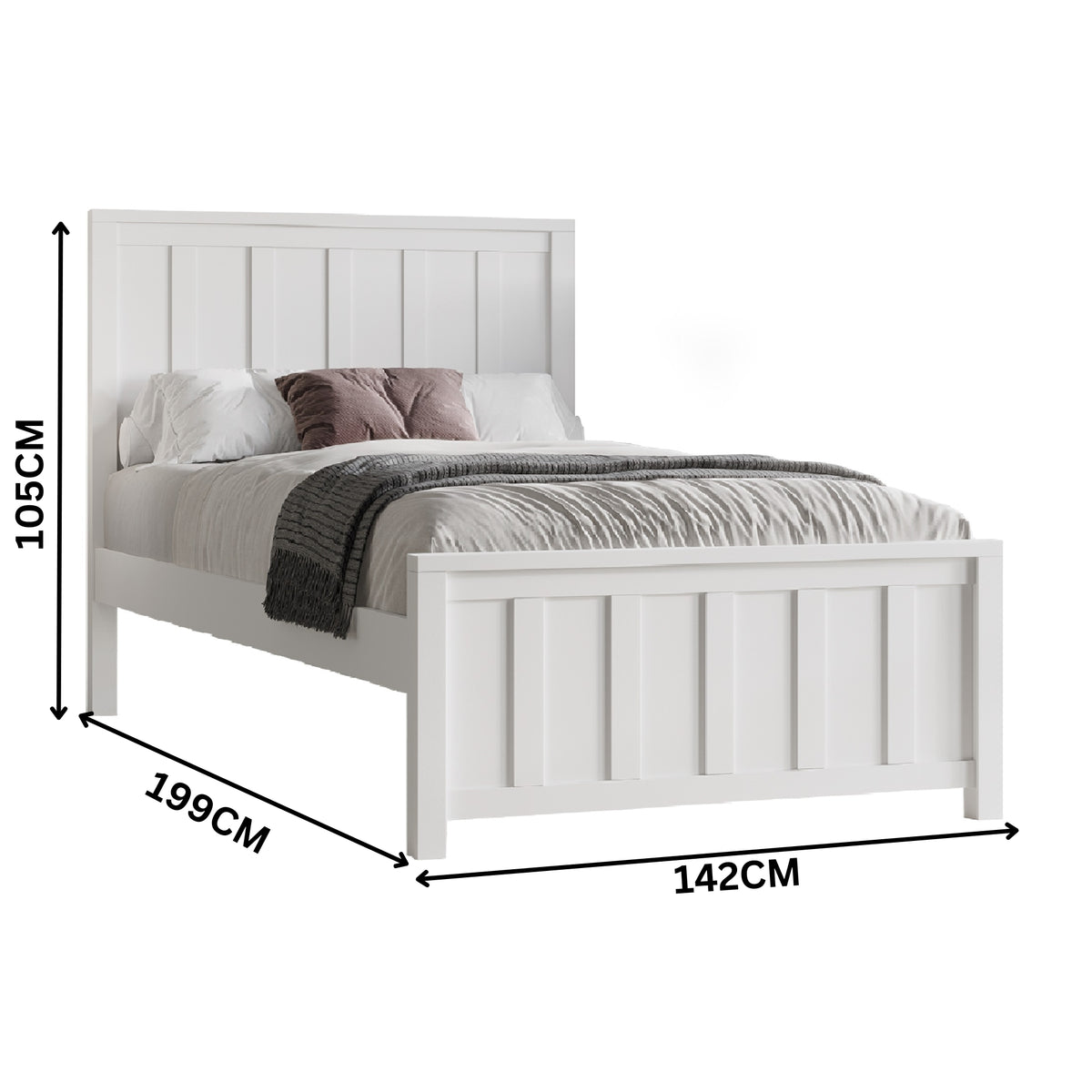 Jessica Double Size Bed Frame White
