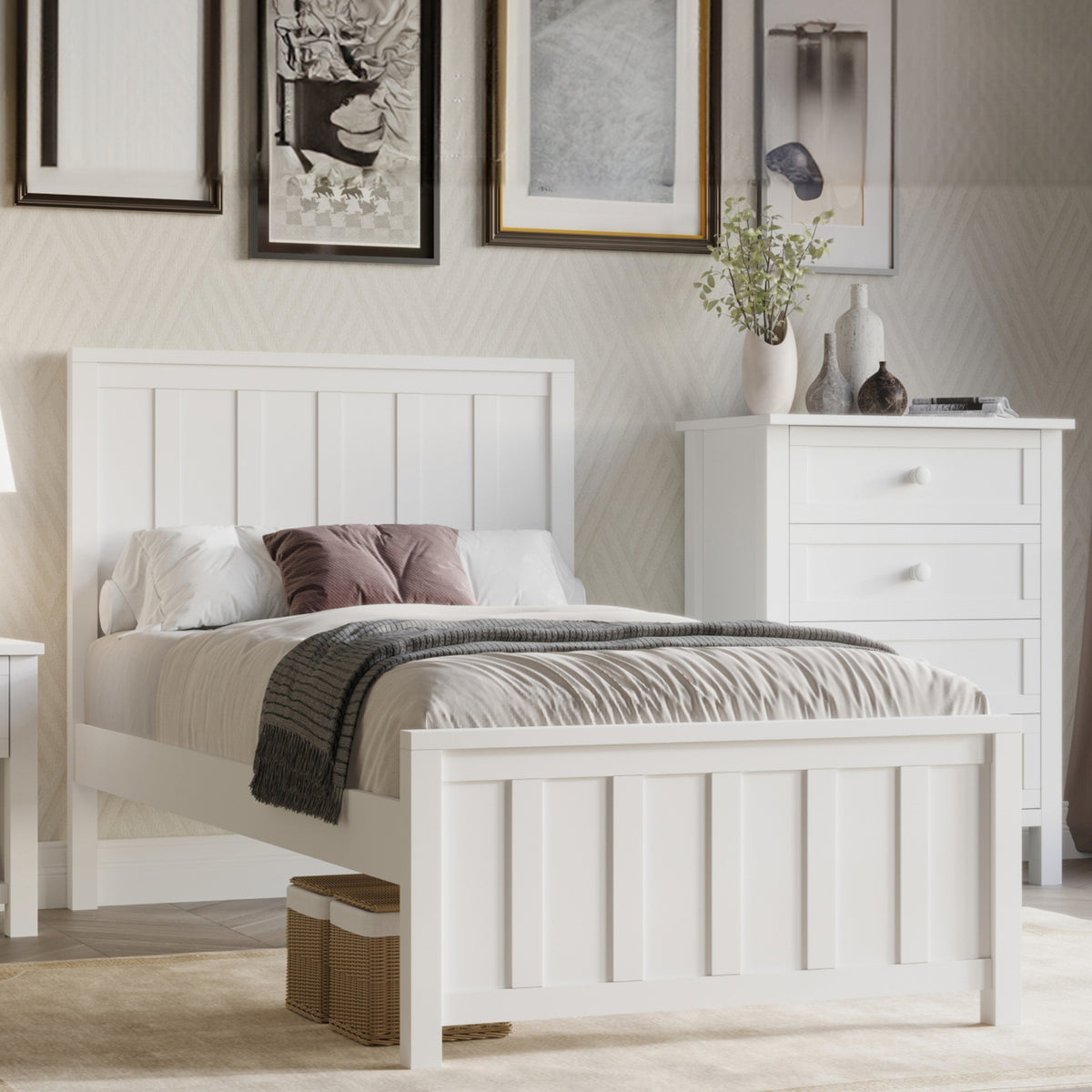 Jessica Single Size Bed Frame White